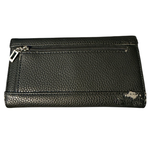 Guess Black Pebbled Wallet with silver Stud Accents call out in back not bad - Picture 2 of 6